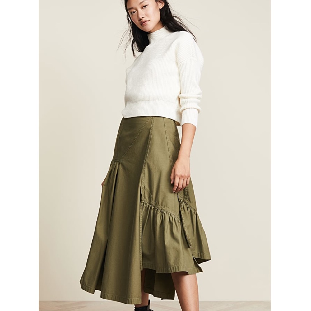3.1 Phillip Lim Navy Layered Asymmetrical Skirt